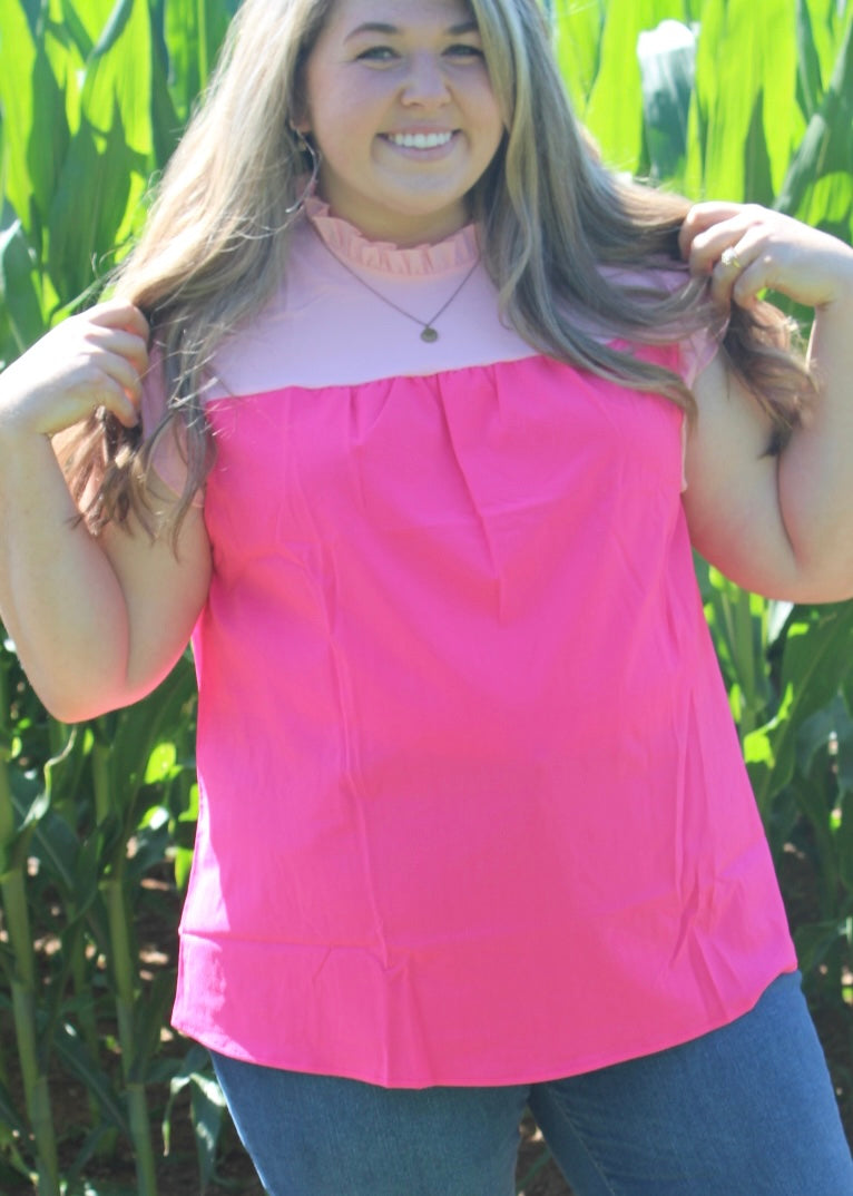 Pink Ruffle Blouse