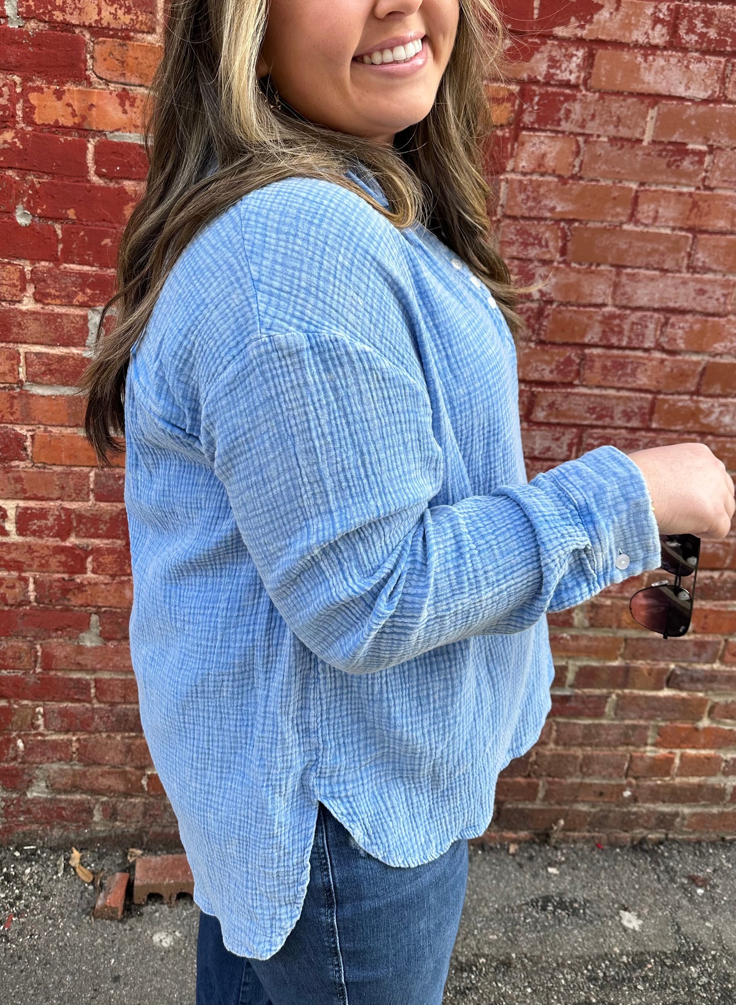 Light Blue Mineral Wash Blouse