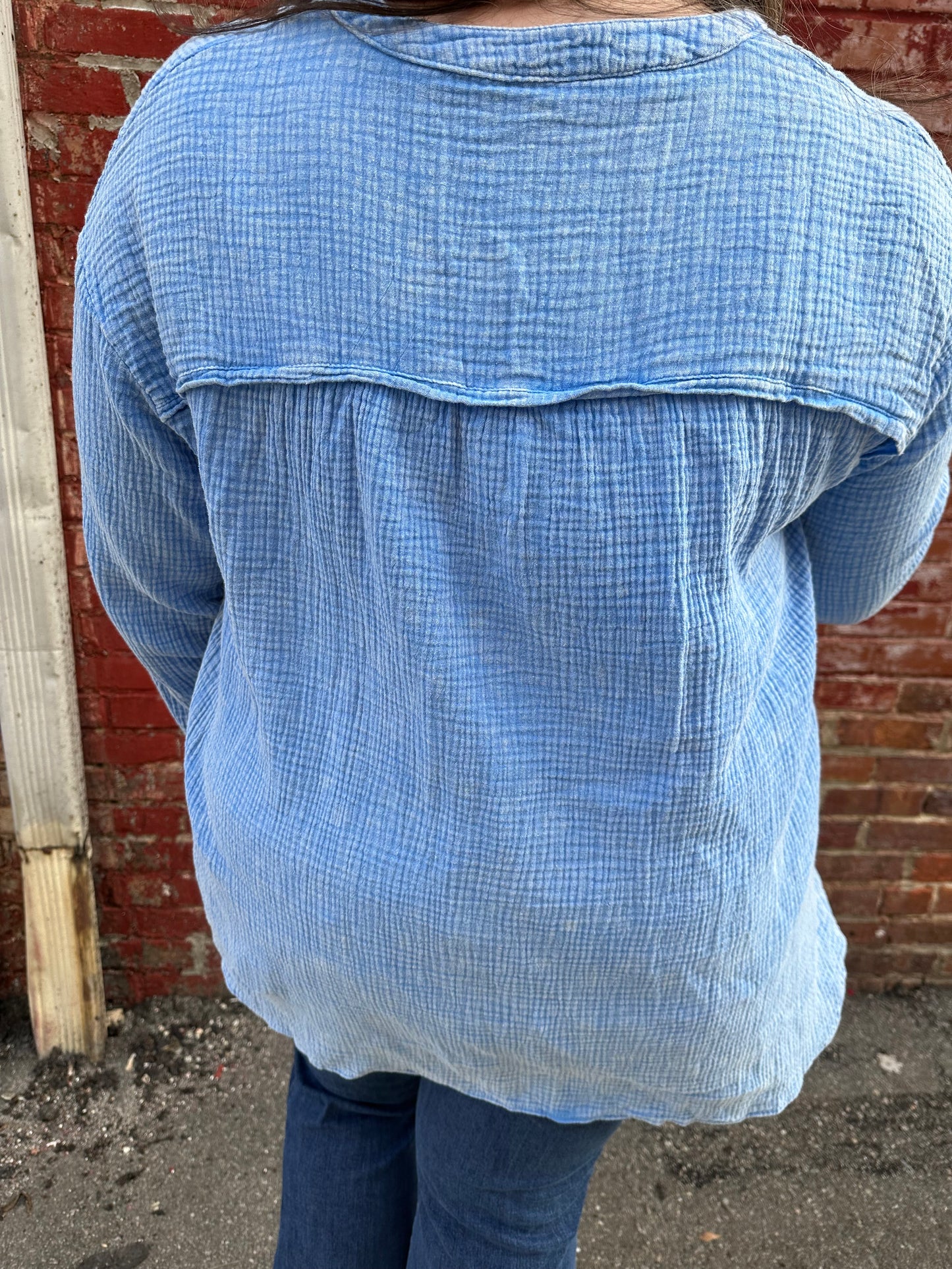 Light Blue Mineral Wash Blouse