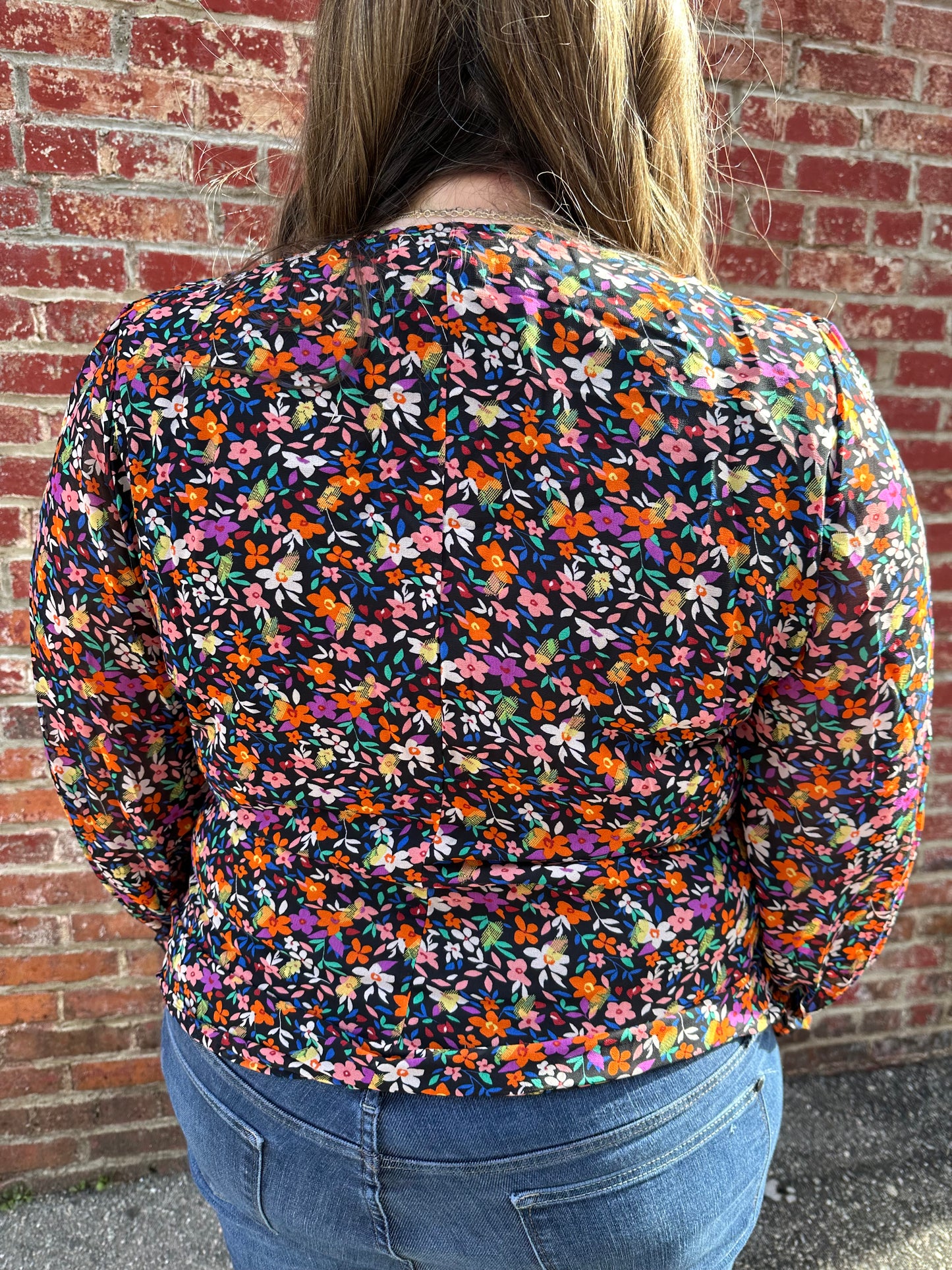 Floral Bubble Sleeve Blouse