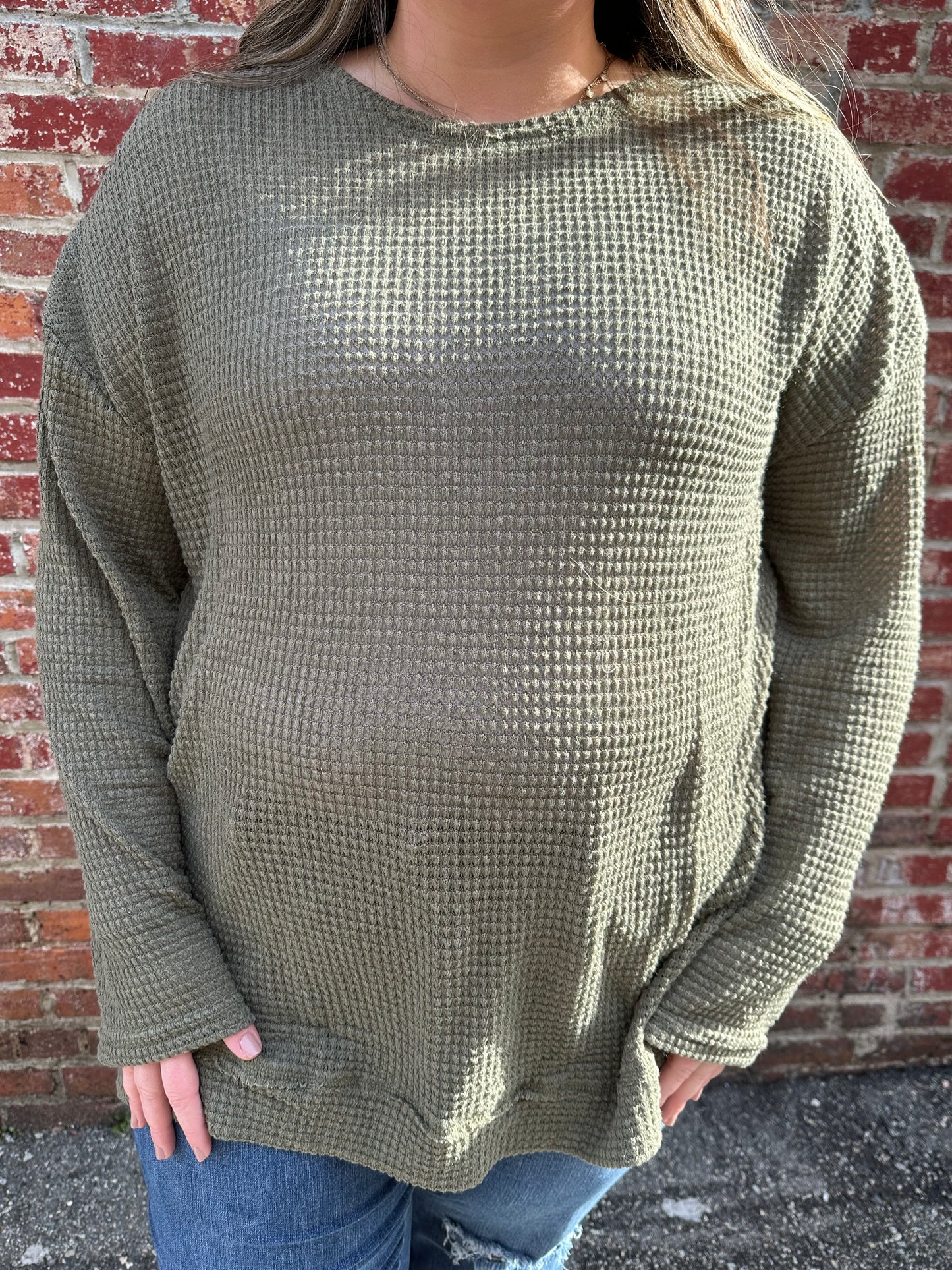 Moss Waffle Knit Sweater